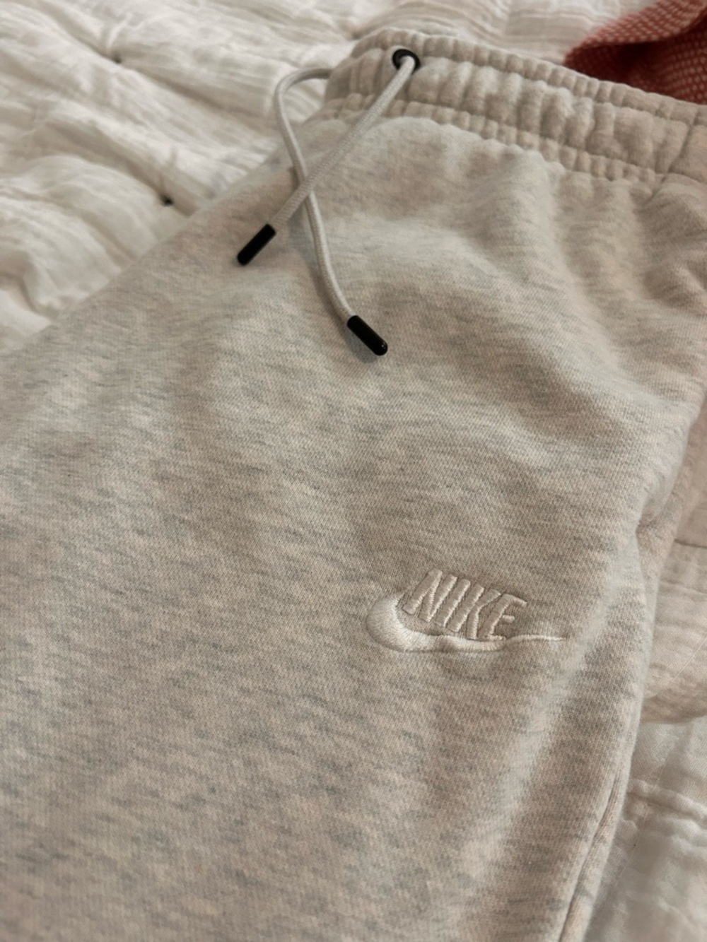 Nike Cream Elastic Waist Sweatpants with White Logo